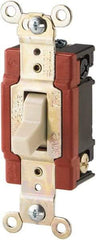 Cooper Wiring Devices - 3 Pole, 120 to 277 VAC, 20 Amp, Industrial Grade, Toggle, Wall and Dimmer Light Switch - 1.3 Inch Wide x 4.19 Inch High, Fluorescent - Exact Tool & Supply