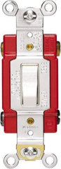 Cooper Wiring Devices - 2 Pole, 120 to 277 VAC, 20 Amp, Industrial Grade, Toggle, Wall and Dimmer Light Switch - 1.3 Inch Wide x 4.19 Inch High, Fluorescent - Exact Tool & Supply