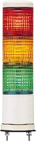 Square D - Red, Green & Orange LED Flashing & Steady Stackable Tower Light with Buzzer - 70 to 85 dB, Base Mount, IP23 (Vertical Surface), IP54 (Flat Surface), 24 VAC/VDC, 14 to 122°F - Exact Tool & Supply