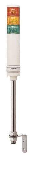 Square D - Red, Green & Orange LED Flashing & Steady Stackable Tower Light with Buzzer - 70 to 85 dB, Tube Mount, IP23 (Vertical Surface), IP54 (Flat Surface), 24 VAC/VDC, 14 to 122°F - Exact Tool & Supply