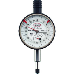 Mahr - Dial Drop Indicators; Maximum Measurement (Inch): 0.12 ; Maximum Measurement (mm): 3.00 ; Dial Graduation (mm): 0.0100 ; Dial Graduation (Decimal Inch): 0.000500 ; Dial Reading: 0-20 ; Dial Diameter (mm): 35.56 - Exact Tool & Supply