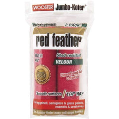 Wooster Brush - 1/4" Nap, 4-1/2" Wide Paint Mini Roller Covers - Smooth Texture, Velour - Exact Tool & Supply