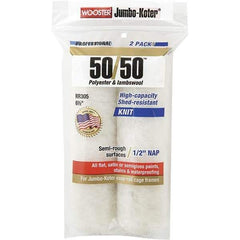Wooster Brush - 1/2" Nap, 6-1/2" Wide Paint Mini Roller Covers - Semi-Rough Texture, Wool/Poly Blend - Exact Tool & Supply