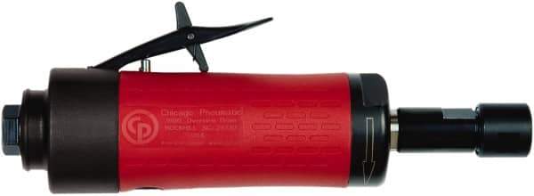 Chicago Pneumatic - 1/4" Collet, Straight Handle, Air Angle Die Grinder - 20,000 RPM, Front Exhaust, 22 CFM, 0.54 hp, 90 psi, 6.35mm Inlet - Exact Tool & Supply