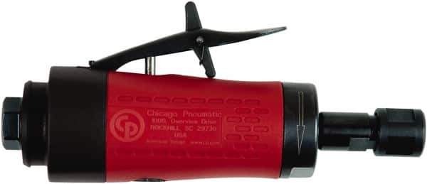 Chicago Pneumatic - 1/4" Collet, Straight Handle, Air Angle Die Grinder - 25,000 RPM, Front Exhaust, 17.2 CFM, 0.4 hp, 90 psi, 6.35mm Inlet - Exact Tool & Supply