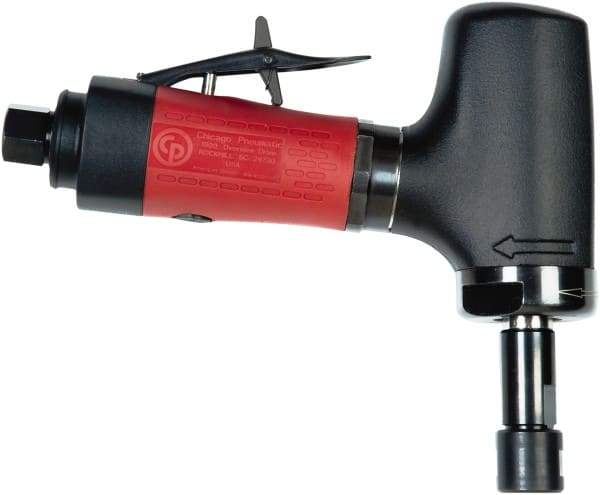 Chicago Pneumatic - 1/4" Collet, Angle Handle, Air Angle Die Grinder - 24,000 RPM, Rear Exhaust, 23.3 CFM, 0.54 hp, 90 psi, 6.35mm Inlet - Exact Tool & Supply