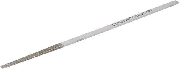 Strauss - 6.69" OAL Medium Flat Needle Diamond File - 0.157" Wide x 0.09" Thick, 1.97 LOC, Gray, 126 Grit - Exact Tool & Supply
