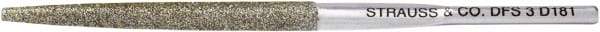Strauss - 3.346" OAL Fine Half Round Needle Diamond File - 1/5" Wide x 0.082" Thick, 1.77 LOC, Gray, 91 Grit - Exact Tool & Supply