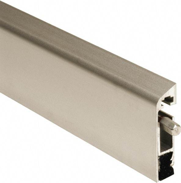National Guard Products - 1/2" Back Strip Brush Width, Aluminum Automatic Door Bottom Sweep - 1" Bristle Length, Neoprene, 3" OAL, 2" High, Anodized Alum Coated - Exact Tool & Supply