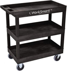 Value Collection - 500 Lb Capacity, 18" Wide x 35" Long x 36" High Shelf Cart - 3 Shelf, Plastic, 2 Rigid/2 Swivel Casters - Exact Tool & Supply