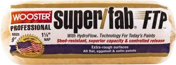 Wooster Brush - 1-1/4" Nap, 9" Wide Paint Roller - Extra-Rough Texture, Synthetic Knit - Exact Tool & Supply