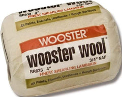 Wooster Brush - 3/4" Nap, 4" Wide Paint Roller - Rough Texture, Lambswool - Exact Tool & Supply