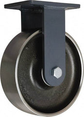 Hamilton - 10" Diam x 3" Wide x 12-1/2" OAH Top Plate Mount Rigid Caster - Forged Steel, 6,000 Lb Capacity, Precision Ball Bearing, 5-1/4 x 7-1/4" Plate - Exact Tool & Supply