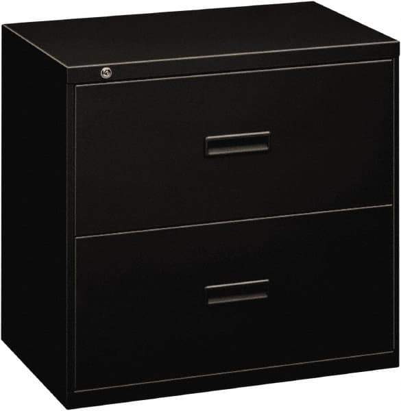 Basyx - 30" Wide x 28-3/8" High x 19-1/4" Deep, 2 Drawer Lateral File - Steel, Black - Exact Tool & Supply