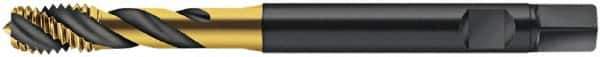 Walter-Prototyp - #4-40 UNC 3 Flute 2B Modified Bottoming Spiral Flute Tap - Cobalt, TiN Finish, 56.01mm OAL, Right Hand Flute, Right Hand Thread, Series AS2251005 - Exact Tool & Supply
