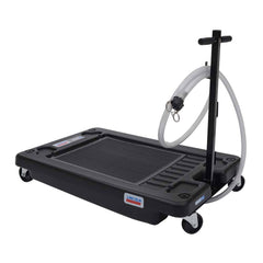 Lincoln - Oil Drain Containers; Type: Oil Drain w/Casters ; Container Size: 17 Gal. ; Color: Black; white ; Hose Length: 72 (Inch) - Exact Tool & Supply