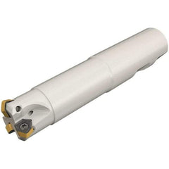 Iscar - 1-1/2" Cut Diam, 0.106" Max Depth, 1-1/4" Shank Diam, Weldon Shank Indexable High-Feed End Mill - Screw Holding Method, H600 WXCU Insert, MF EWX-07 Toolholder, Through Coolant - Exact Tool & Supply