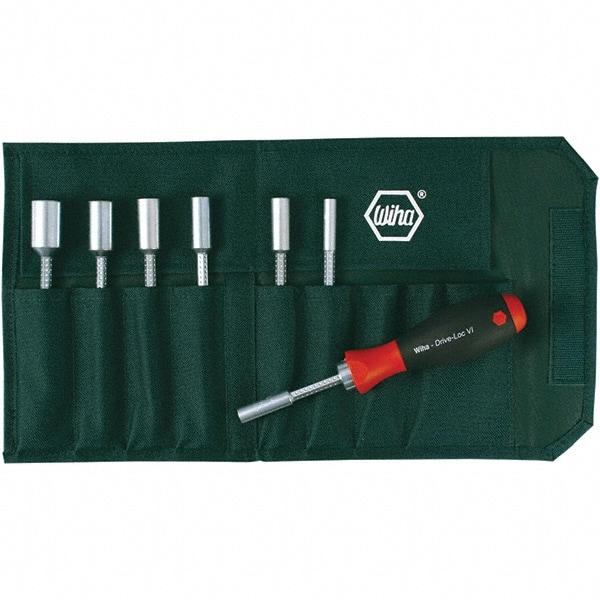 Wiha - 8 Piece, 5 to 10mm Nut Driver Set - Standard Shaft, Cushion Grip Handle - Exact Tool & Supply