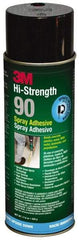 3M - 24 oz Aerosol Clear Spray Adhesive - High Tack, 250°F Heat Resistance, 23.6 Sq Ft Coverage, High Strength Bond, 10 min Max Bonding Time, Flammable, Series High-Strength 90 - Exact Tool & Supply
