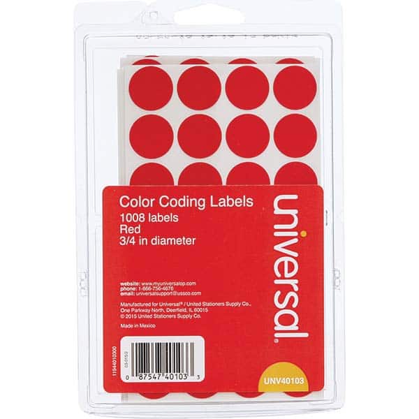 UNIVERSAL - Labels, Ribbons & Tapes Type: Color Coding Labels Color: Red - Exact Tool & Supply