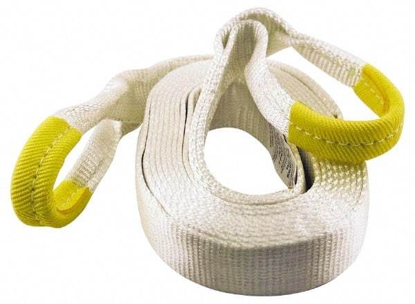 Erickson Manufacturing - 20' Long x 3" Wide, 27,000 Lb Basket Capacity, Polyester Web Sling - White, with Loop Ends - Exact Tool & Supply