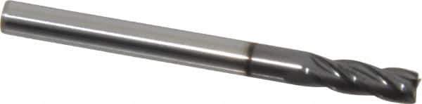 Value Collection - 1/8", 3/8" LOC, 1/8" Shank Diam, 1-1/2" OAL, 4 Flute, Solid Carbide Square End Mill - Single End, Diamond-Like Carbon (DLC) Finish, Spiral Flute, Centercutting, Right Hand Cut, Right Hand Flute - Exact Tool & Supply