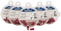 Thomas & Betts - 22-16 AWG Partially Insulated Crimp Connection Circular Ring Terminal - #6 Stud, 0.803" OAL x 0.26" Wide, Tin Plated Copper Contact - Exact Tool & Supply