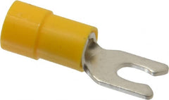 Thomas & Betts - #6 Stud, 12 to 10 AWG Compatible, Partially Insulated, Crimp Connection, Locking Fork Terminal - Exact Tool & Supply