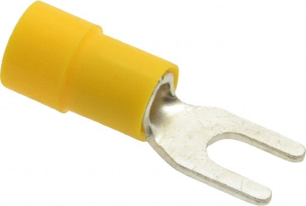 Thomas & Betts - #8 Stud, 12 to 10 AWG Compatible, Partially Insulated, Crimp Connection, Standard Fork Terminal - Exact Tool & Supply