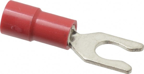 Thomas & Betts - #8 Stud, 22 to 18 AWG Compatible, Partially Insulated, Crimp Connection, Locking Fork Terminal - Exact Tool & Supply