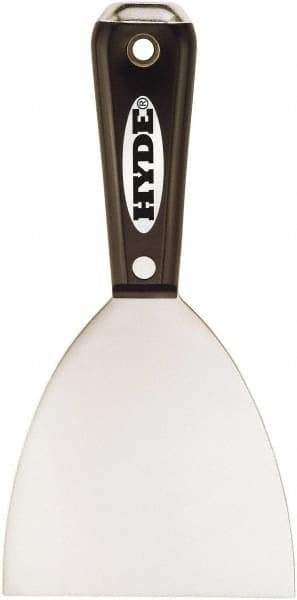 Hyde Tools - 2" Wide Chisel Edge Blade Stainless Steel Putty Knife - Flexible, Straight Nylon Handle, 7-3/4" OAL - Exact Tool & Supply