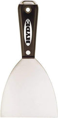 Hyde Tools - 4" Wide Chisel Edge Blade Stainless Steel Putty Knife - Flexible, Hammerhead Nylon Handle, 8-1/4" OAL - Exact Tool & Supply