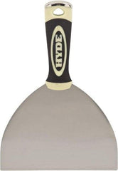 Hyde Tools - 6" Wide Chisel Edge Blade Carbon Steel Putty Knife - Flexible, Ergosoft Plastic Overmold Handle, 8" OAL - Exact Tool & Supply