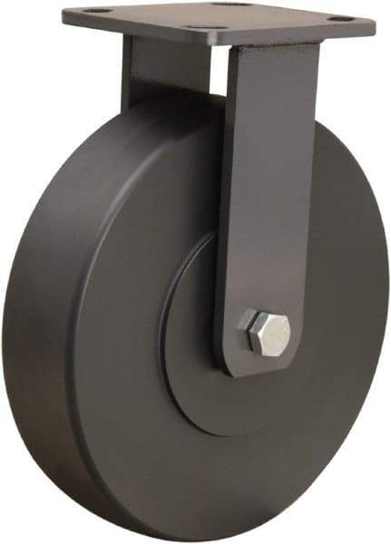 Hamilton - 8" Diam x 2" Wide x 9-1/2" OAH Top Plate Mount Rigid Caster - Nylon, 2,000 Lb Capacity, Sealed Precision Ball Bearing, 4 x 4-1/2" Plate - Exact Tool & Supply