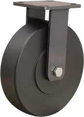 Hamilton - 8" Diam x 2" Wide x 9-1/2" OAH Top Plate Mount Rigid Caster - Nylon, 2,000 Lb Capacity, Sealed Precision Ball Bearing, 4 x 4-1/2" Plate - Exact Tool & Supply