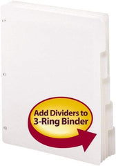 SMEAD - 8 1/2 x 11" 5 Tabs, 3-Hole Punched, Tab Divider - White - Exact Tool & Supply