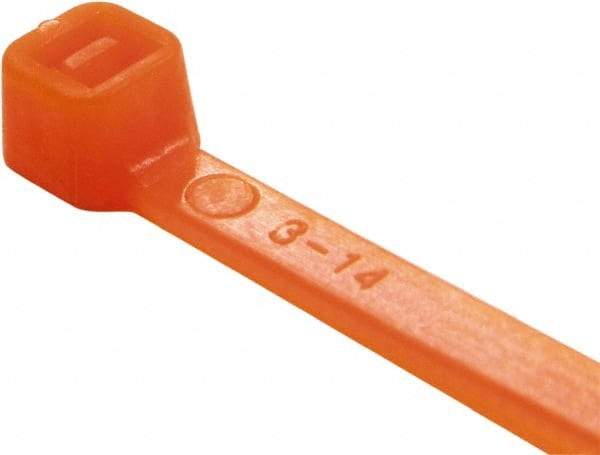 Value Collection - 8" Long Orange Nylon Standard Cable Tie - 50 Lb Tensile Strength, 54mm Max Bundle Diam - Exact Tool & Supply