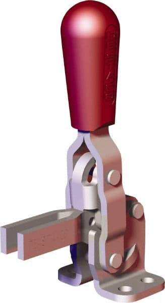 De-Sta-Co - 200 Lb Holding Capacity, Vertical Handle, Manual Hold Down Toggle Clamp - 65° Handle Movement, 105° Bar Opening, U-Bar, Flanged Base, Carbon Steel - Exact Tool & Supply