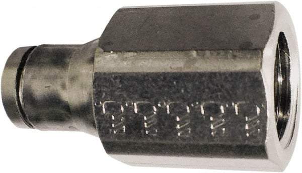 Legris - 10mm Outside Diam, 3/8 BSPP, Nickel Plated Brass Push-to-Connect Tube Female Connector - 435 Max psi, Tube to Female BSPP Connection, FKM O-Ring - Exact Tool & Supply
