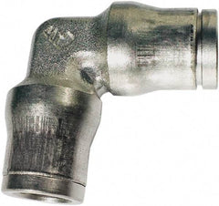 Legris - 1/4" Outside Diam, Nickel Plated Brass Push-to-Connect Tube Union Elbow - 435 Max psi, Tube to Tube Connection, FKM O-Ring - Exact Tool & Supply
