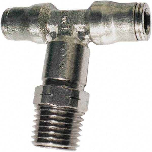 Legris - 10mm Outside Diam, 1/4 BSPT, Nickel Plated Brass Push-to-Connect Tube Male Branch Tee - 435 Max psi, Tube to Male BSPT Connection, FKM O-Ring - Exact Tool & Supply