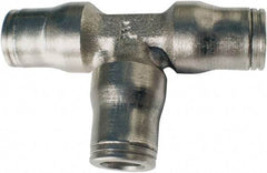 Legris - 10mm Outside Diam, Nickel Plated Brass Push-to-Connect Tube Union Tee - 435 Max psi, Tube to Tube Connection, FKM O-Ring - Exact Tool & Supply