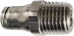 Legris - 10mm Outside Diam, 3/8 BSPT, Nickel Plated Brass Push-to-Connect Tube Male Connector - 435 Max psi, Tube to Male BSPT Connection, FKM O-Ring - Exact Tool & Supply