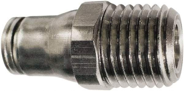 Legris - 6mm Outside Diam, 1/4 BSPT, Nickel Plated Brass Push-to-Connect Tube Male Connector - 435 Max psi, Tube to Male BSPT Connection, FKM O-Ring - Exact Tool & Supply