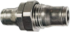 Legris - 1/2" Outside Diam, Nickel Plated Brass Push-to-Connect Tube Bulkhead Union - 435 Max psi, Tube to Tube Connection, FKM O-Ring - Exact Tool & Supply