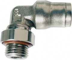 Legris - 10mm Outside Diam, 1/4 BSPP, Nickel Plated Brass Push-to-Connect Tube Male Elbow - 435 Max psi, Tube to Male BSPP Connection, FKM O-Ring - Exact Tool & Supply