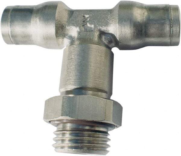 Legris - 8mm Outside Diam, 1/4 BSPP, Nickel Plated Brass Push-to-Connect Tube Male Branch Tee - 435 Max psi, Tube to Male BSPP Connection, FKM O-Ring - Exact Tool & Supply