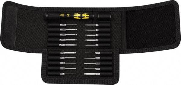 Wera - 20 Piece Hex, Pentalobe, Phillips, Torx, TorxPlus & Slotted Screwdriver Set - Blade Sizes: Width mm 1.5, 2 & 3, Bit Sizes: Hex mm 1.5 & 2, Philips #0 to #1, Torx T1, T2, T3, T4, T5, T6, IP1, IP2, IP3, IP4 & Ts1 - Exact Tool & Supply