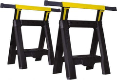 Stanley - Ladder Adjustable Sawhorse \x96 Twin Pack - Black/Yellow, 5' Long x 1.57" Wide x 29' High, Use with Lumber - Exact Tool & Supply