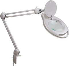 Value Collection - 38 Inch, Swing Arm, Clamp on, LED, Black, Magnifying Task Light - 6 Watt, 100 to 240 Volt, 1.75x Magnification, 5 Inch Wide, 5 Inch Long - Exact Tool & Supply